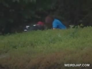 Adolescente japonesa niñas consolador follada mientras cabalgando bikes